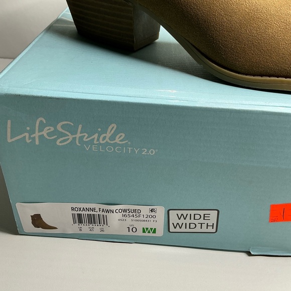 LifeStride Roxanne Ankle Bootie Womens Boots Fawn Cowsuede 10W New - Picture 10 of 11